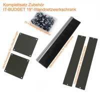 19"-Netzwerkschrank - 12 HE - BxT 570 x 450 mm - Sichttür - Seiten abnehmbar - Wand- + Standmontage - schwarz