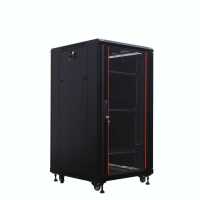 19"-Netzwerkschrank SRK von IT-BUDGET - 22 HE - BxT 600x800 mm - Sicht-/Vollblechtür - Flatpack - schwarz