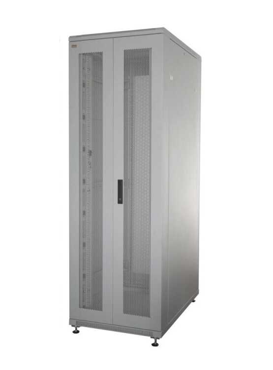 19"-Serverschrank SRK von IT-BUDGET - 42 HE - BxT 600x1000 mm - perforierte Doppeltüren vo + hi - Flatpack - lichtgrau