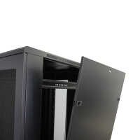 19"-Serverschrank SRK von IT-BUDGET - Komplettset - 42 HE - BxT 800x1000 mm - perforierte Doppeltüren vo + hi - 4 Aktiv-Lüfter - Flatpack - schwarz