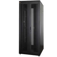 19"-Serverschrank SRK von IT-BUDGET - 42 HE - BxT 800x1000 mm - perforierte Doppeltüren vo + hi - Flatpack - schwarz