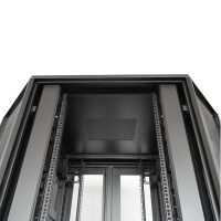 19"-Serverschrank SRK von IT-BUDGET - 42 HE - BxT 800x1000 mm - perforierte Doppeltüren vo + hi - Flatpack - schwarz