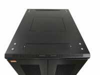 19"-Serverschrank SRK von IT-BUDGET - Komplettset - 42 HE - BxT 600x1000 mm - perforierte Doppeltüren vo + hi - 4 Aktiv-Lüfter - montiert - schwarz