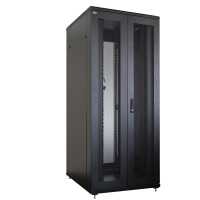 19"-Serverschrank SRK von IT-BUDGET - 42 HE - BxT 800x1000 mm - perforierte Doppeltüren vo + hi - montiert - schwarz