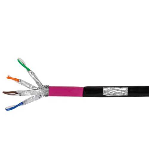 Strapazierfähiges Cat.7 Netzwerk-Verlegekabel / Erdverlegekabel - für Outdoor und Industrie - LSZH-PE - schwarz - 25 m