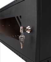 19"-Wandverteiler TAUNUS von IT-BUDGET - 4 HE - 350 mm Tiefe - Sichttür - Schloss - schwarz