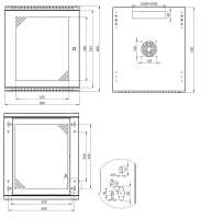 19"-Netzwerkschrank TAUNUS von IT-BUDGET - 12 HE - 600 mm Tiefe - Sichttür - 19"-Ebene vo+hi - abschließbar - schwarz
