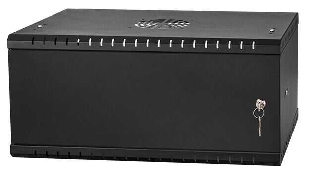 19"-Wandverteiler TAUNUS von IT-BUDGET - 4 HE - 350 mm Tiefe - Vollblechtür - Schloss - schwarz