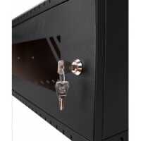 19"-Wandverteiler TAUNUS von IT-BUDGET - 4 HE - 450 mm Tiefe - Sichttür - Schloss - schwarz