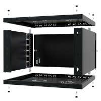 19"-Wandverteiler TAUNUS von IT-BUDGET - 6 HE - 450 mm Tiefe - Vollblechtür - Schloss - schwarz