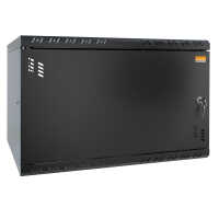 19"-Wandverteiler TAUNUS von IT-BUDGET - 6 HE - 450 mm Tiefe - Vollblechtür - Schloss - schwarz
