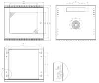 19"-Wandverteiler TAUNUS von IT-BUDGET - 9 HE - 450 mm Tiefe - Sichttür - Schloss - schwarz