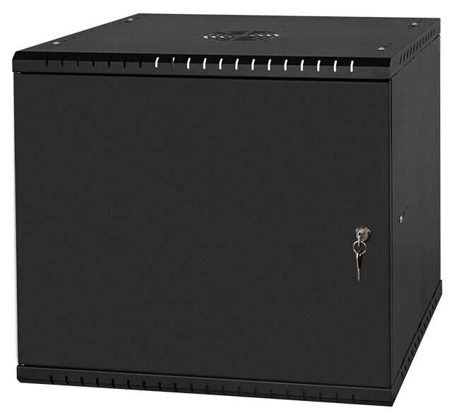 19"-Wandverteiler TAUNUS von IT-BUDGET - 9 HE - 450 mm Tiefe - Vollblechtür - Schloss - schwarz