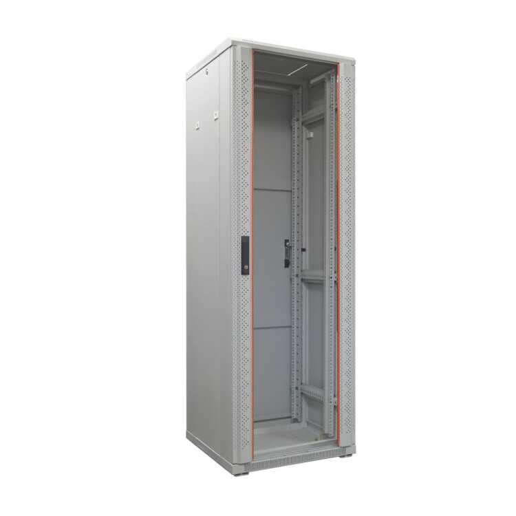 19"-Netzwerkschrank SRK von IT-BUDGET - 42 HE - BxT 600x600 mm - Sicht-/Vollblechtür - montiert - lichtgrau