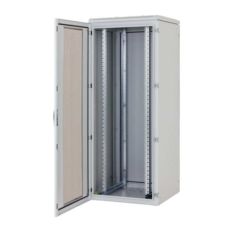 19"-Serverschrank RIE von TRITON mit Cosmotec/STULZ Dachaufbau-Kühlgerät - Kühlleistung 1400 W - 32 HE - BxT 800 x 1000 mm - Sichttür - RückWand - lichtgrau