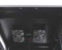 19"-Netzwerkschrank SRK von IT-BUDGET - Komplettset - 42 HE - BxT 600x600 mm - perforierte Doppeltüren vo + hi - 4 Aktiv-Lüfter - montiert - schwarz