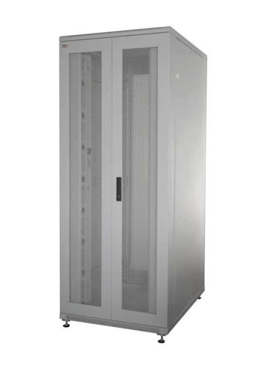 19"-Serverschrank SRK von IT-BUDGET - Komplettset - 42 HE - BxT 800x1000 mm - perforierte Doppeltüren vo + hi - 4 Aktiv-Lüfter - montiert - lichtgrau