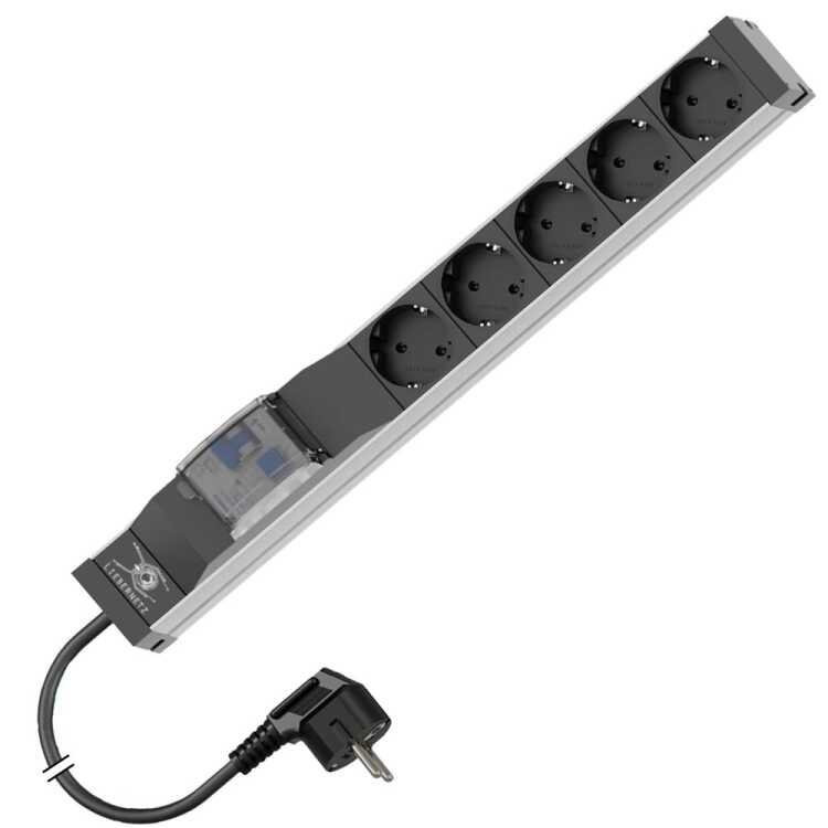 Steckdosenleiste metered von LIEBERNETZ - 5-fach Schuko-Buchse CEE 7/3 - FI-Schutzschalter 0,03A - 3 m Zuleitung - schwarz