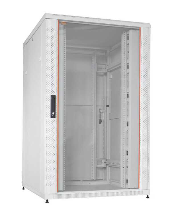 19"-Serverschrank SRK von IT-BUDGET - 27 HE - BxT 800x1000 mm - Sicht-/Vollblechtür - Flatpack - lichtgrau