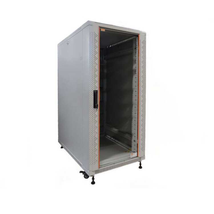 19"-Netzwerkschrank SRK von IT-BUDGET - 27 HE - BxT 600x800 mm - Sicht-/Vollblechtür - Flatpack - lichtgrau