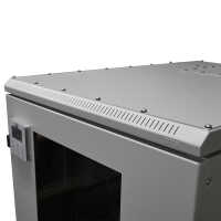 19"-Serverschrank RIE von TRITON mit REMKO Split-Kühlgerät - Kühlleistung 2600 W - Schutzgrad IP54 - 32 HE - BxT 800 x 1200 mm - Sichttür - Rücktür - lichtgrau