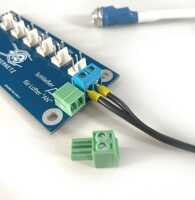 6-fach Verteiler für 12V-Ventilatoren - Platine für 3-Pin Molex Stecker - Stromanschluss mit 5,5/2,1 mm Koax-Buchse - optionaler Thermostatanschluss