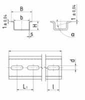 19"-DIN-Profilschiene / Hutschiene - 35x7,5 mm - M6 Befestigung - Stahl, verzinkt - 1 Stück