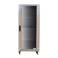 19"-Netzwerkschrank SRK von IT-BUDGET - Komplettset - 27 HE - BxT 600x800 mm - Sicht-/Vollblechtür - 4 Aktiv-Lüfter - Flatpack - lichtgrau