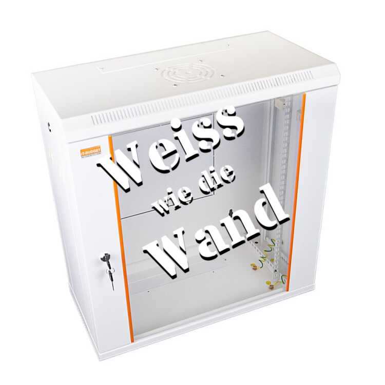 19"-Netzwerkschrank SWA von IT-BUDGET - 12 HE - BxT 600 x 300 mm - Sichttür - Seiten abnehmbar - Wandmontage - reinweiß