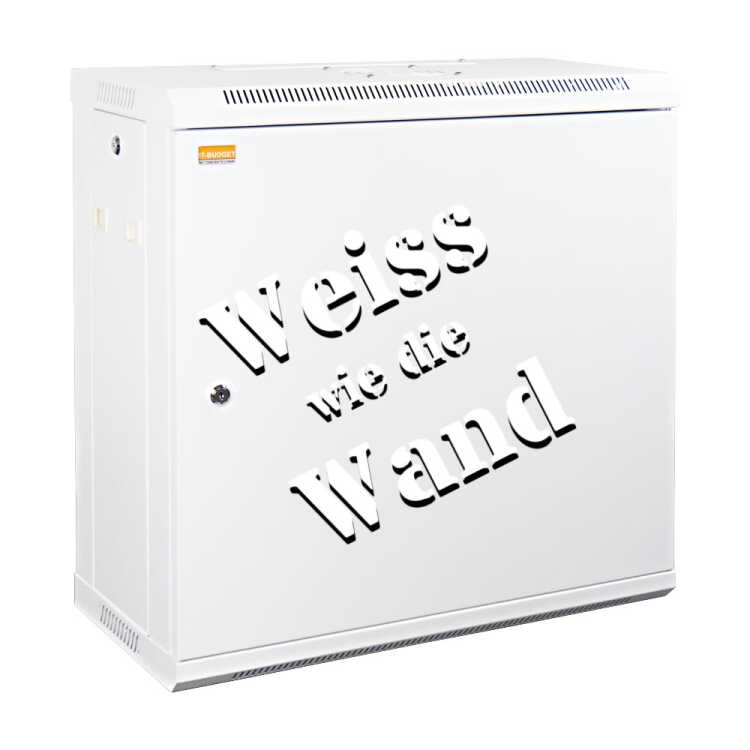 19"-Netzwerkschrank SWA von IT-BUDGET - 12 HE - BxT 600x300 mm - Vollblechtür - Seiten abnehmbar - Wandmontage - reinweiß