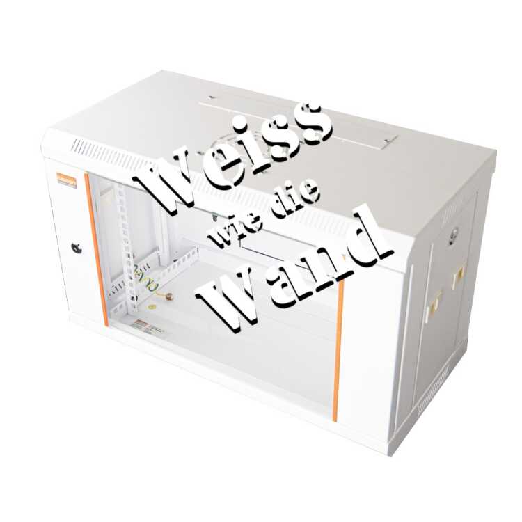 19"-Netzwerkschrank SWA von IT-BUDGET - 6 HE - BxT 600x300 mm - Sichttür - Seiten abnehmbar - Wandmontage - reinweiß