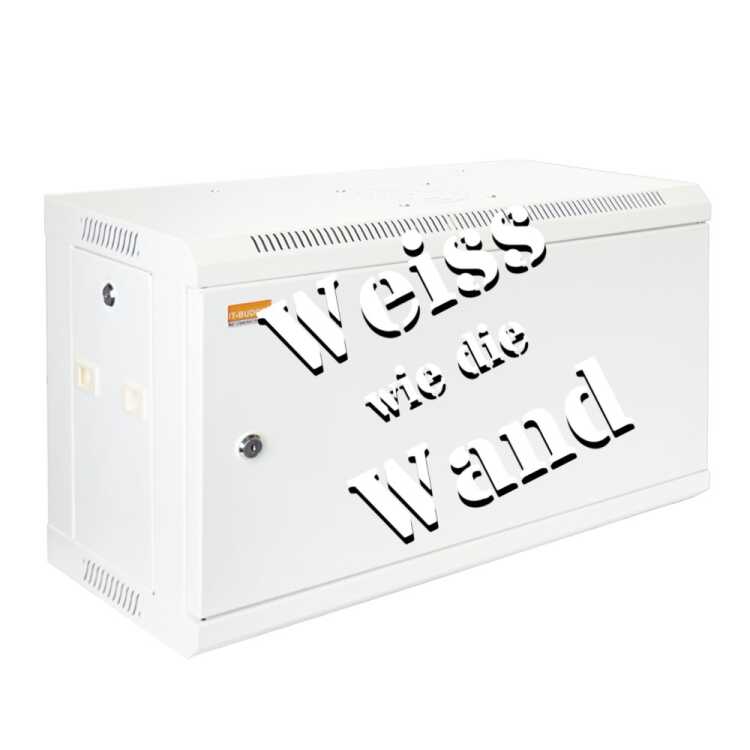 19"-Netzwerkschrank SWA von IT-BUDGET - 6 HE - BxT 600x300 mm - Vollblechtür - Seiten abnehmbar - Wandmontage - reinweiß