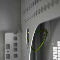 19"-Wand-/Stand-Netzwerkschrank Flatbox von RITTAL - 15 HE - 400 mm Tiefe - Glastür - lichtgrau - montiert