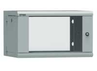 19“-Netzwerkschrank Z-Cube - 3-teilig, schwenkbares Mittelteil - 6 HE - 600 mm Tiefe - Sichttür - lichtgrau
