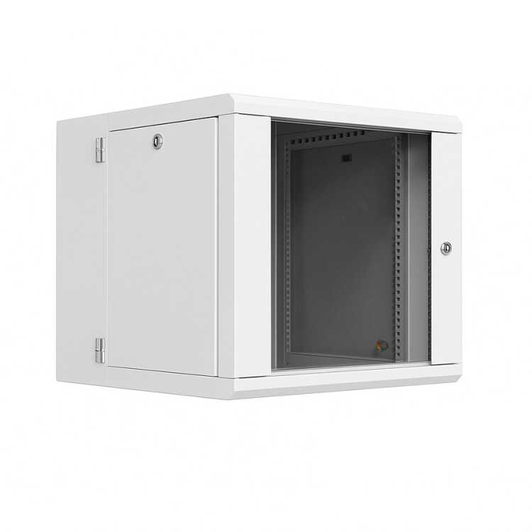 19“-Netzwerkschrank Z-Cube - 3-teilig, schwenkbares Mittelteil - 10 HE - 600 mm Tiefe - Sichttür - lichtgrau