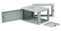 19“-Netzwerkschrank Z-Cube - 3-teilig, schwenkbares Mittelteil - 10 HE - 600 mm Tiefe - Sichttür - lichtgrau