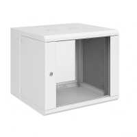 19“-Netzwerkschrank Z-Cube - 3-teilig, schwenkbares Mittelteil - 10 HE - 600 mm Tiefe - Sichttür - lichtgrau