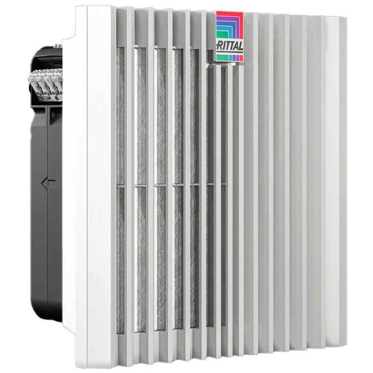 Blue e+ Filterlüfter mit EC-Technologie von RITTAL - Luftdurchsatz  272 m³/h - 240 V - B H T 255 x 255 x 137 mm - lichtgrau