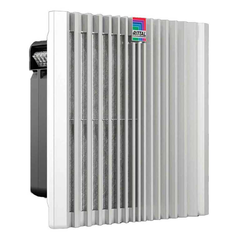 Blue e+ Filterlüfter mit EC-Technologie von RITTAL - Luftdurchsatz  867 m³/h - 240 V - B H T 323 x 323 x 161 mm - lichtgrau