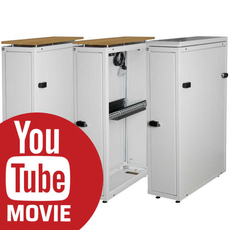 Schmaler Sicherheits-Serverschrank SR1200 L Basic - Breite 300 mm x Tiefe 1000 mm - sehr platzsparend - reinweiß