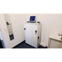 Schmaler Sicherheits-Serverschrank SR1200 L Basic - Breite 300 mm x Tiefe 1000 mm - sehr platzsparend - reinweiß