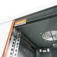 19"-Netzwerkschrank SWA von IT-BUDGET - 12 HE - BxT 570 x 600 mm - Sichttür - Seiten abnehmbar - Wand- + Standmontage - reinweiß