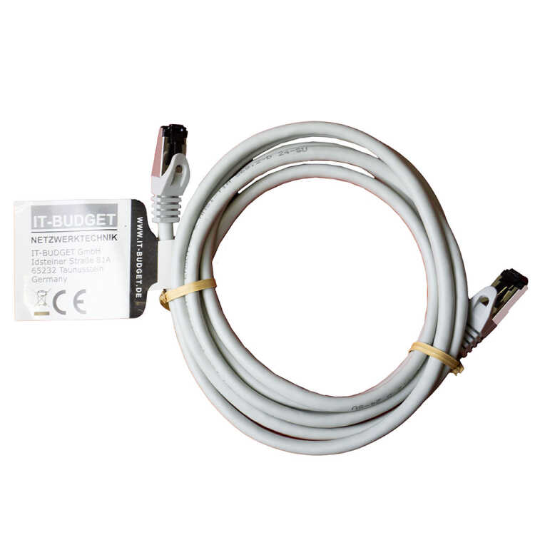IT-BUDGET Vollkupfer Premium Patchkabel - Flex AWG 26 -  Cat.8.1 - 2000 MHz - halogenfrei - PoE+ - 40GBit - grau - 3 m