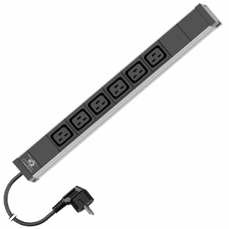 19"-Steckdosenleiste von LIEBERNETZ - 6x C19-Buchse  - 3 m Zuleitung - schwarz