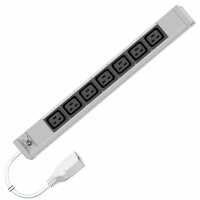 19"-Steckdosenleiste von LIEBERNETZ mit C20-Stecker - 7x C19-Buchse  - 3 m Zuleitung - lichtgrau