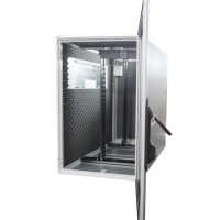 Schallgedämmter 19"-Serverschrank VX IT von RITTAL mit MITSUBISHI Klimagerät - 24 HE - BxT 800x1200mm - Luftdurchsatz 678 m³/h - Kühlleistung 3500 W - Sichttür - Vollblechrücktür - lichtgrau