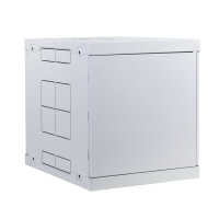 19"-Netzwerkschrank AAR - 12 HE - Tiefe 450 mm - Sichttür - mit Ventilator, Thermostat, Fachboden - lichtgrau