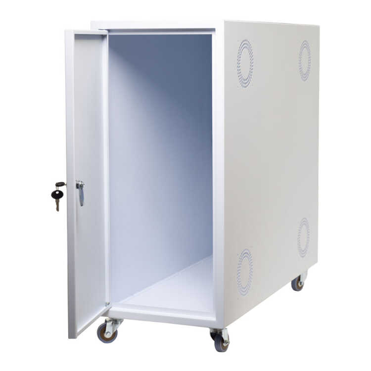 Towergehäuse-Schutzschrank T800 RESISTER - Hoher Staubschutz IP 50 mit aktiver Belüftung - HxBxT 700x330x800 mm - weiß