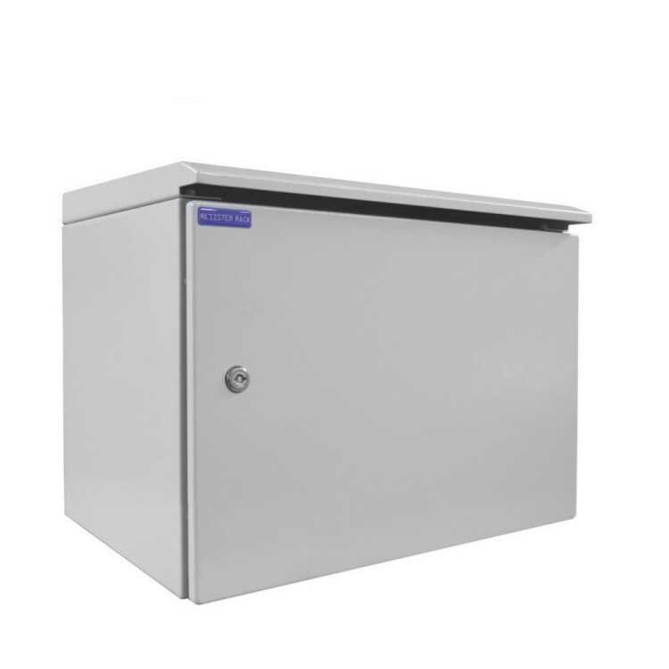 19"-Netzwerkschrank RESISTER Pro mit Regendach - IP66 für Outdoor + Industrie - Vollblechtür - 7 HE - 600x400 mm - lichtgrau