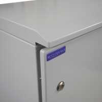 19"-Netzwerkschrank RESISTER Pro mit Regendach - IP66 für Outdoor + Industrie - Sichttür - 9 HE - 600x400 mm - lichtgrau